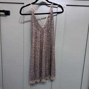 Free People Sparkling Silver Mini Dress